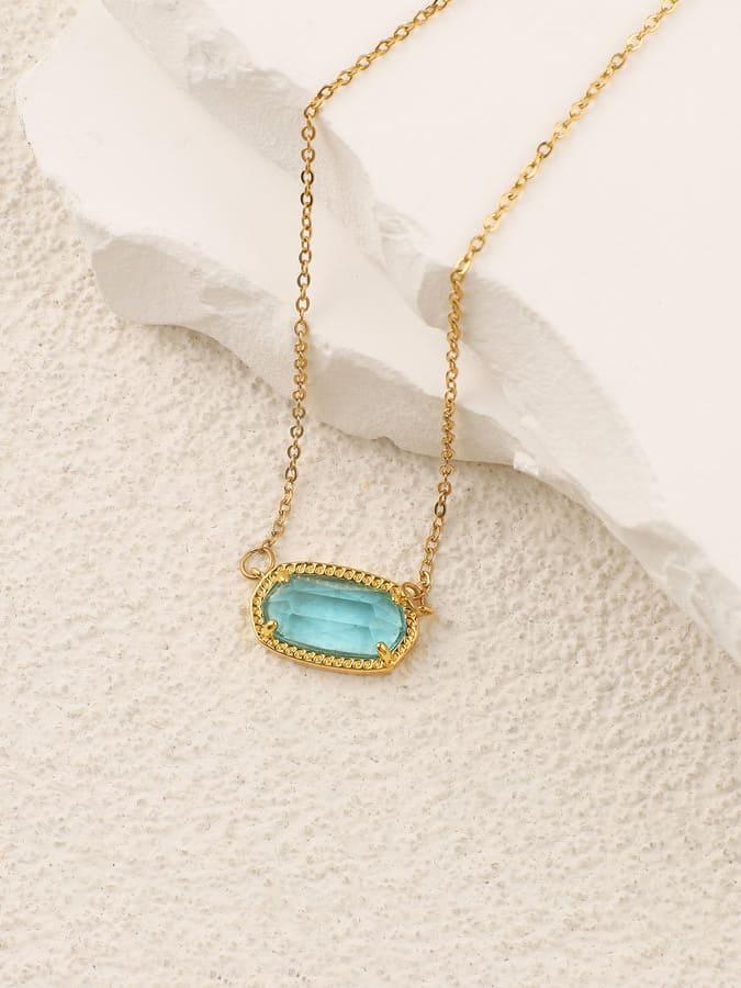 Collar colgante ovalado con piedra de nacimiento