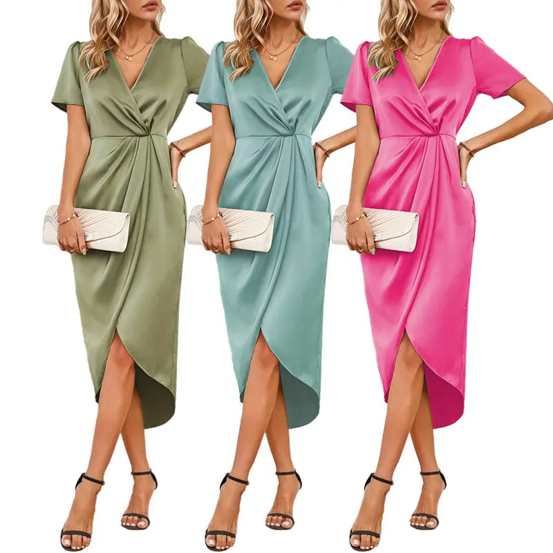 Claudia-Elegante vestido de verano de satén