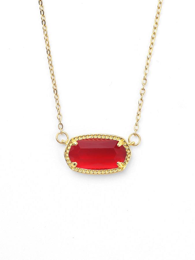 Collar colgante ovalado con piedra de nacimiento