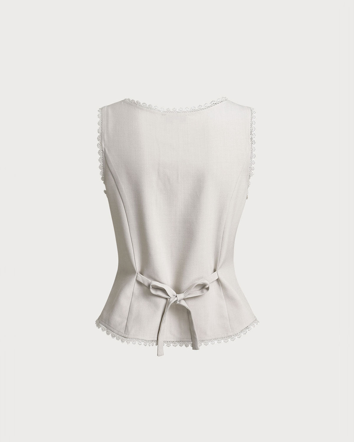 Blanca-Chaleco de color albaricoque con cuello en forma de barco y botones