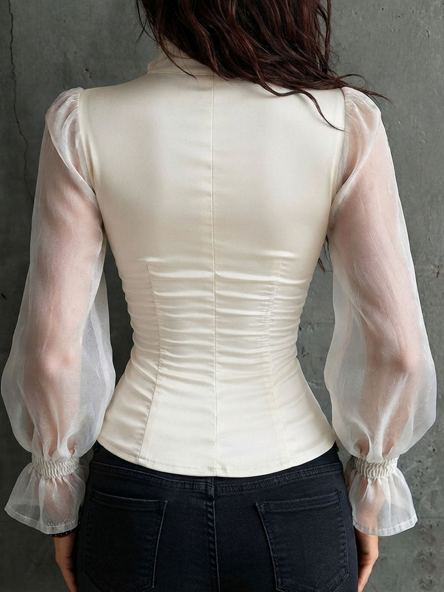 Sofia-Blusa romántica con corsé y volantes