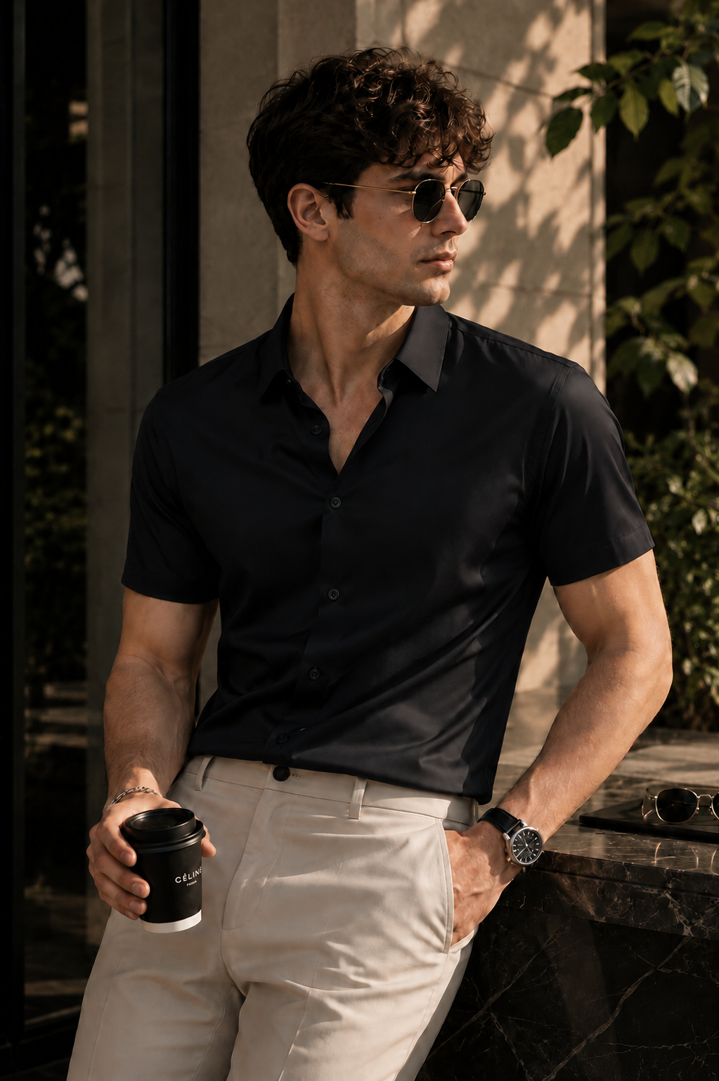 Federico-Camisa premium de manga corta de hombre