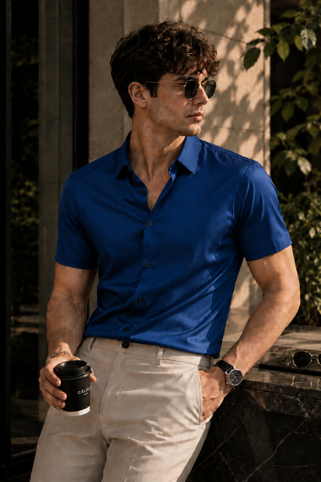 Federico-Camisa premium de manga corta de hombre