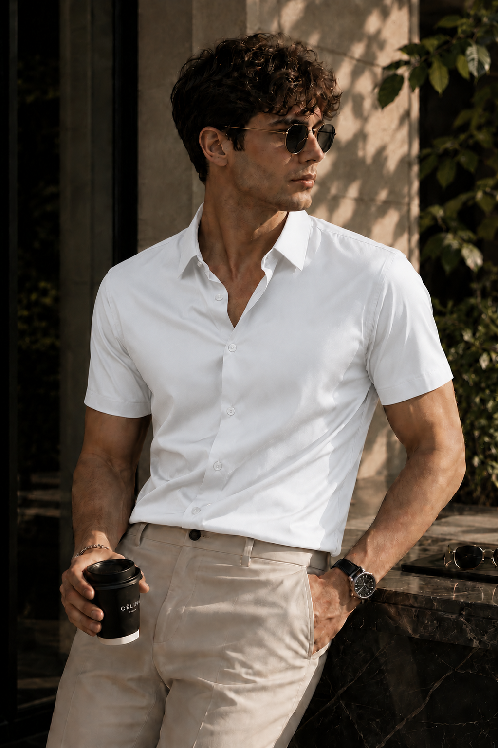 Federico-Camisa premium de manga corta de hombre