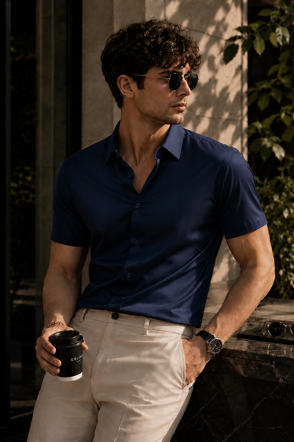 Federico-Camisa premium de manga corta de hombre