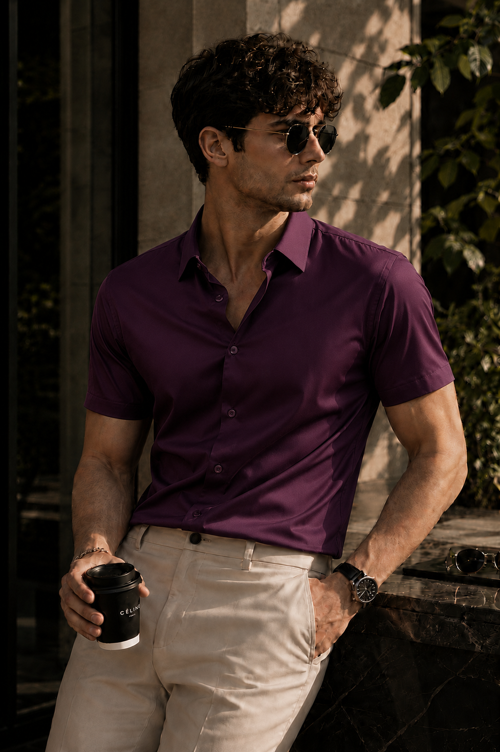 Federico-Camisa premium de manga corta de hombre