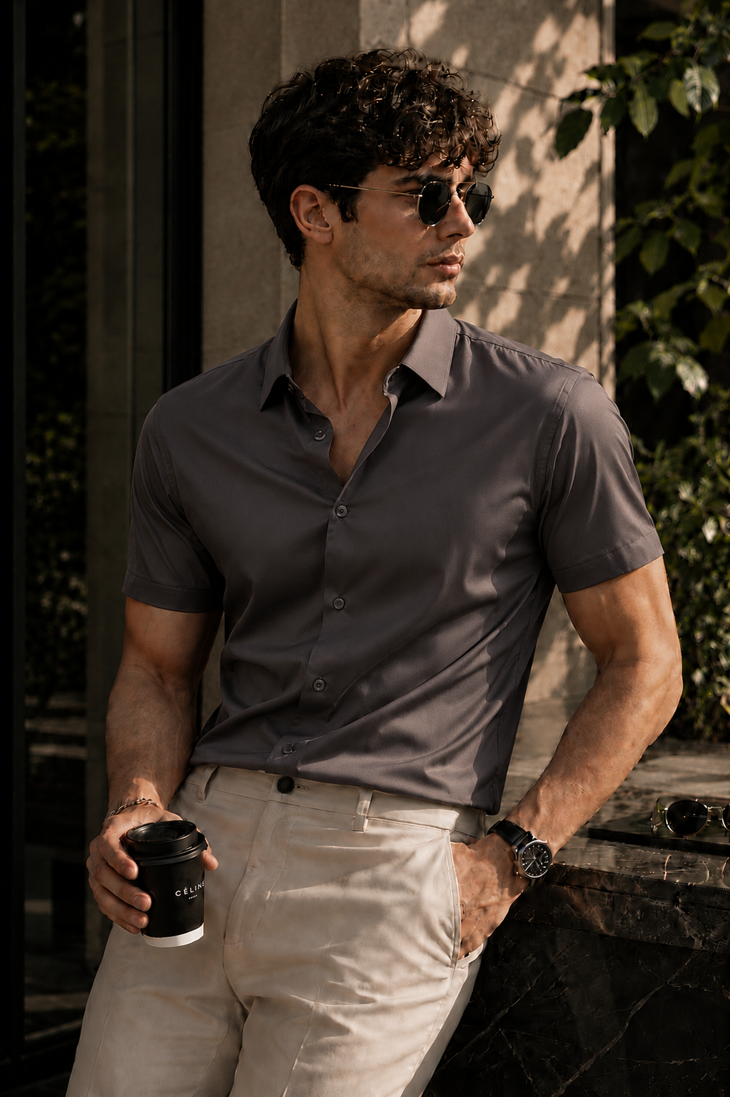 Federico-Camisa premium de manga corta de hombre