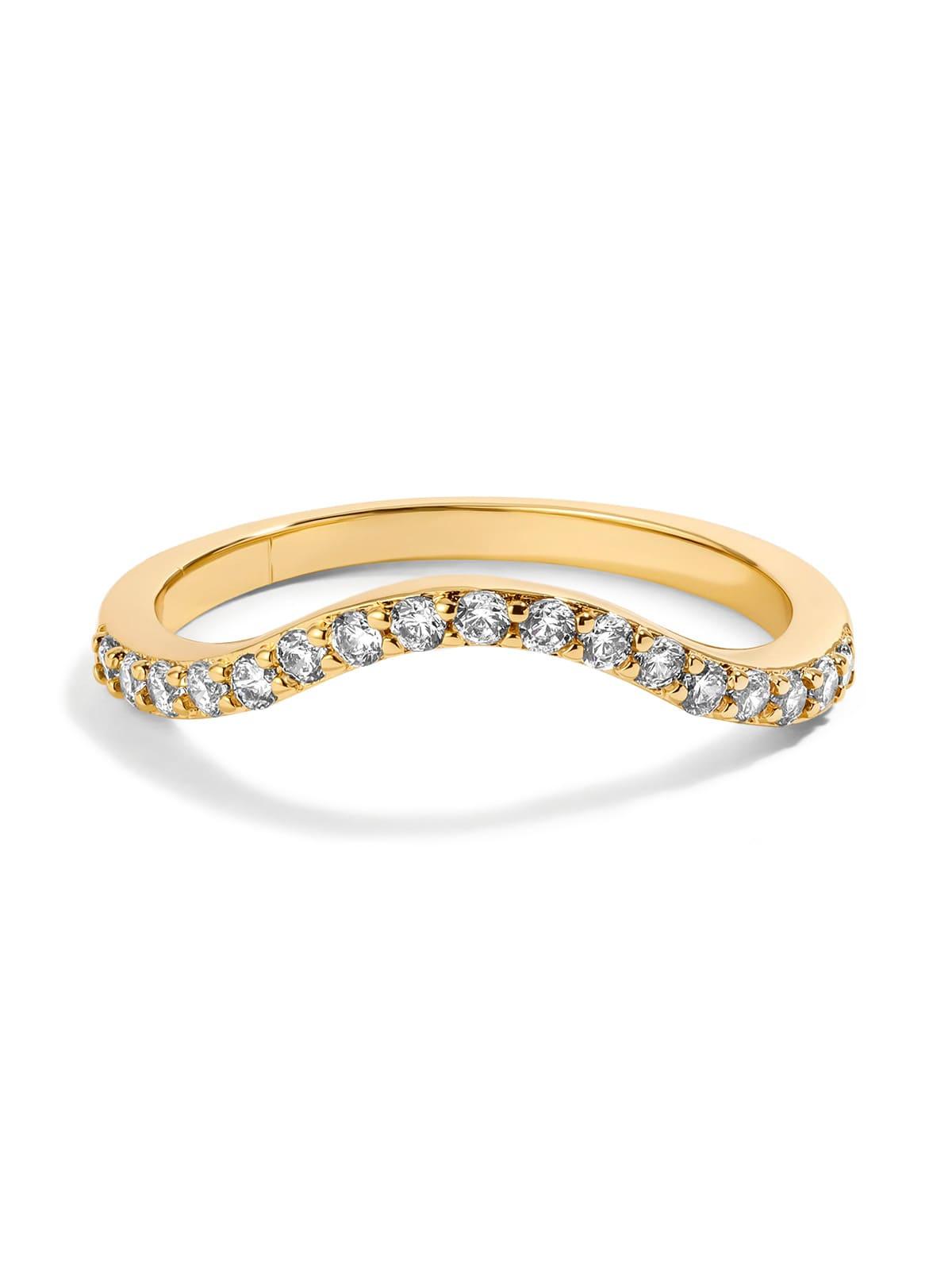 Anillo elegante con línea ondulada incrustada de diamantes