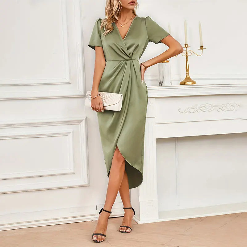 Claudia-Elegante vestido de verano de satén