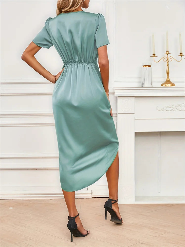 Claudia-Elegante vestido de verano de satén