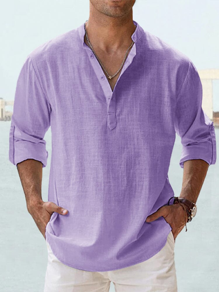 Antonio-Camisa informal de manga larga de algodón y lino