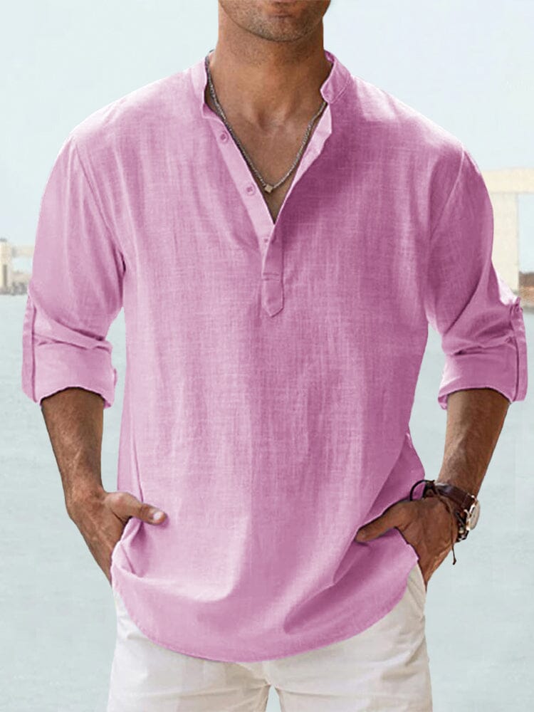 Antonio-Camisa informal de manga larga de algodón y lino