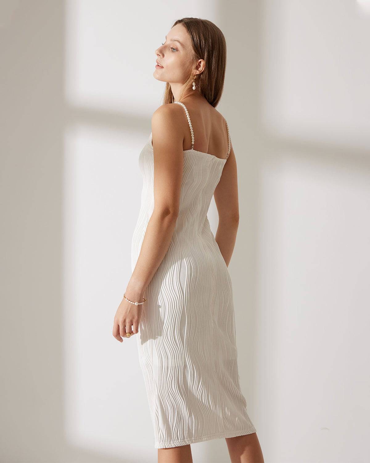 Camila-Vestido tipo camiseta con textura de ondas de agua